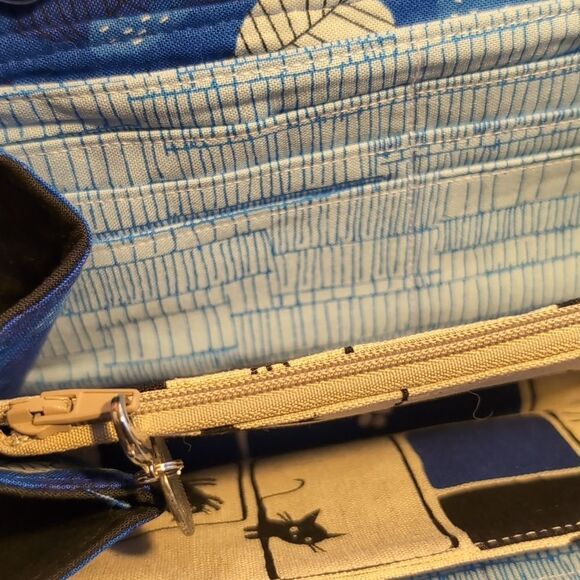 Canvas cat pattern wallet bag wristlet Nwot - Picture 4 of 9